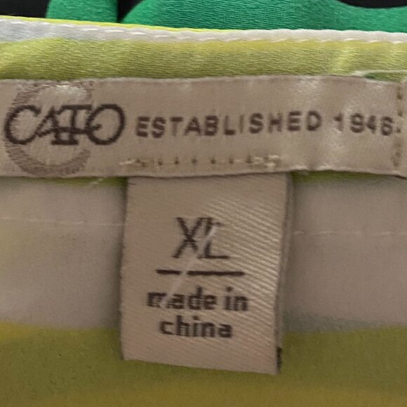 Cato long sleeve green, white, yellow & black striped tunic, size XL - Picture 10 of 12